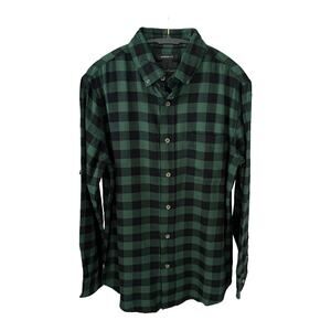 Christian Lacroix Mens Green Check Button Down Flannel Shirt Medium NEW NWT